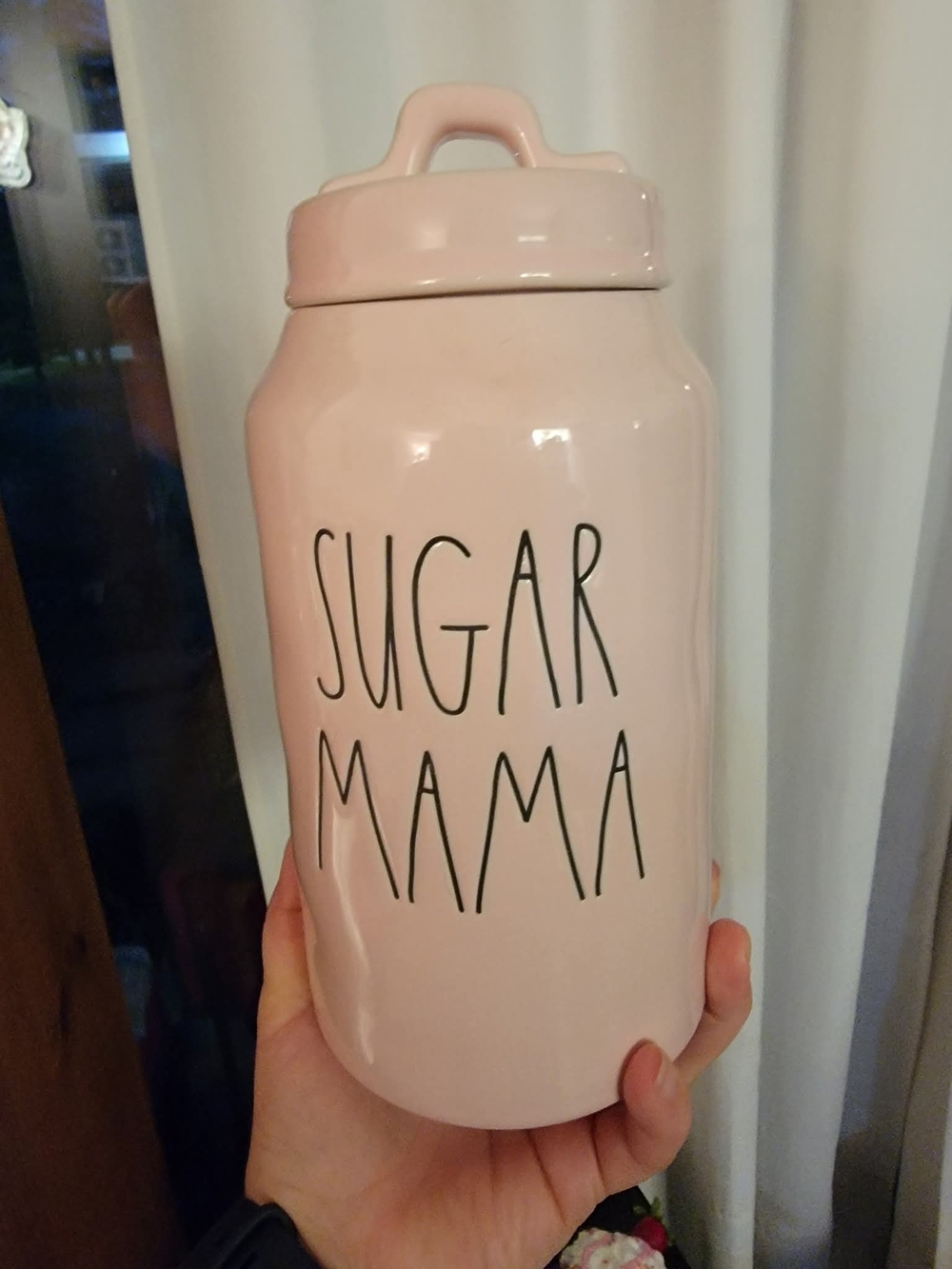 Rae Dunn Sugar Mama Pink Tall Ceramic Canister -